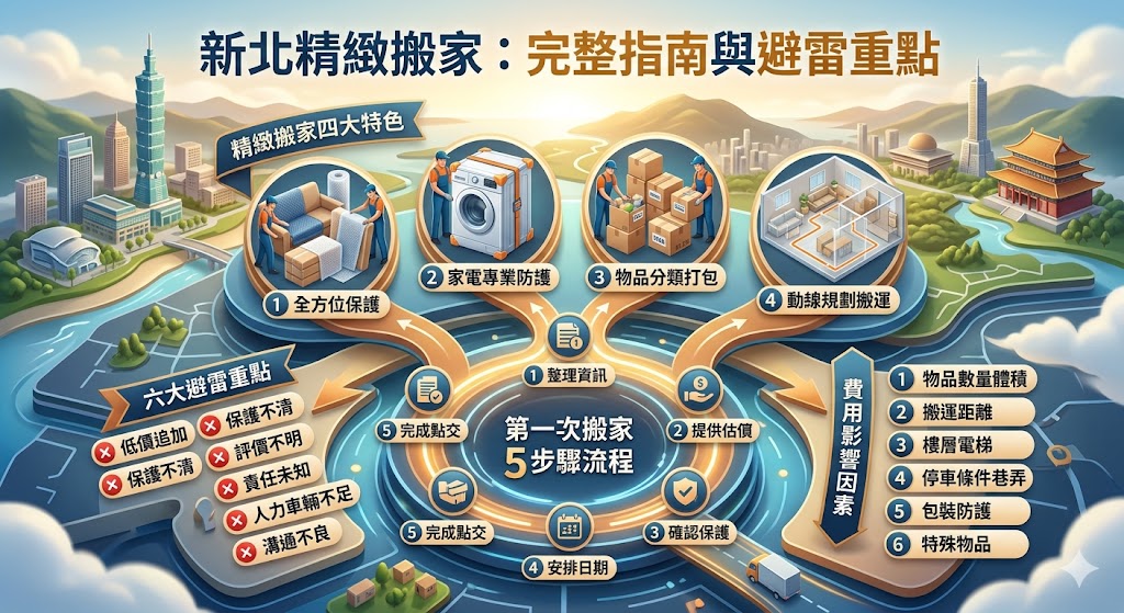 新北精緻搬家適合重視家具保護、家電防護、細軟打包與搬運品質的家庭、租屋族與辦公室搬遷需求。選擇新北精緻搬家時，建議先確認估價方式、服務範圍、包裝內容、搬運流程與費用影響因素，避免追加費用與溝通落差，讓搬家過程更順利安心。